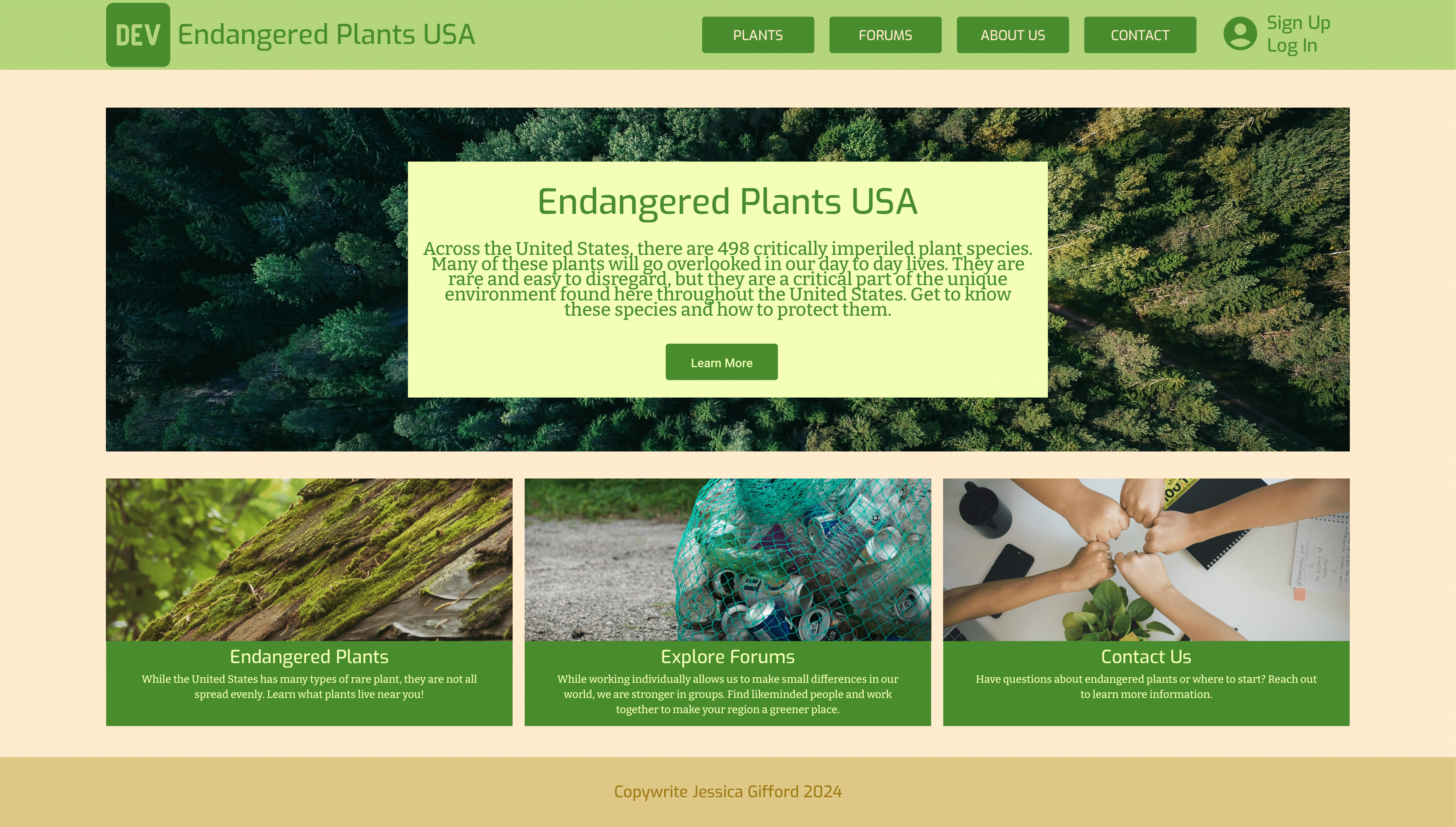 The website home page.